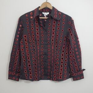 Vintage D&Y Geometric Cutout Button Down Shirt